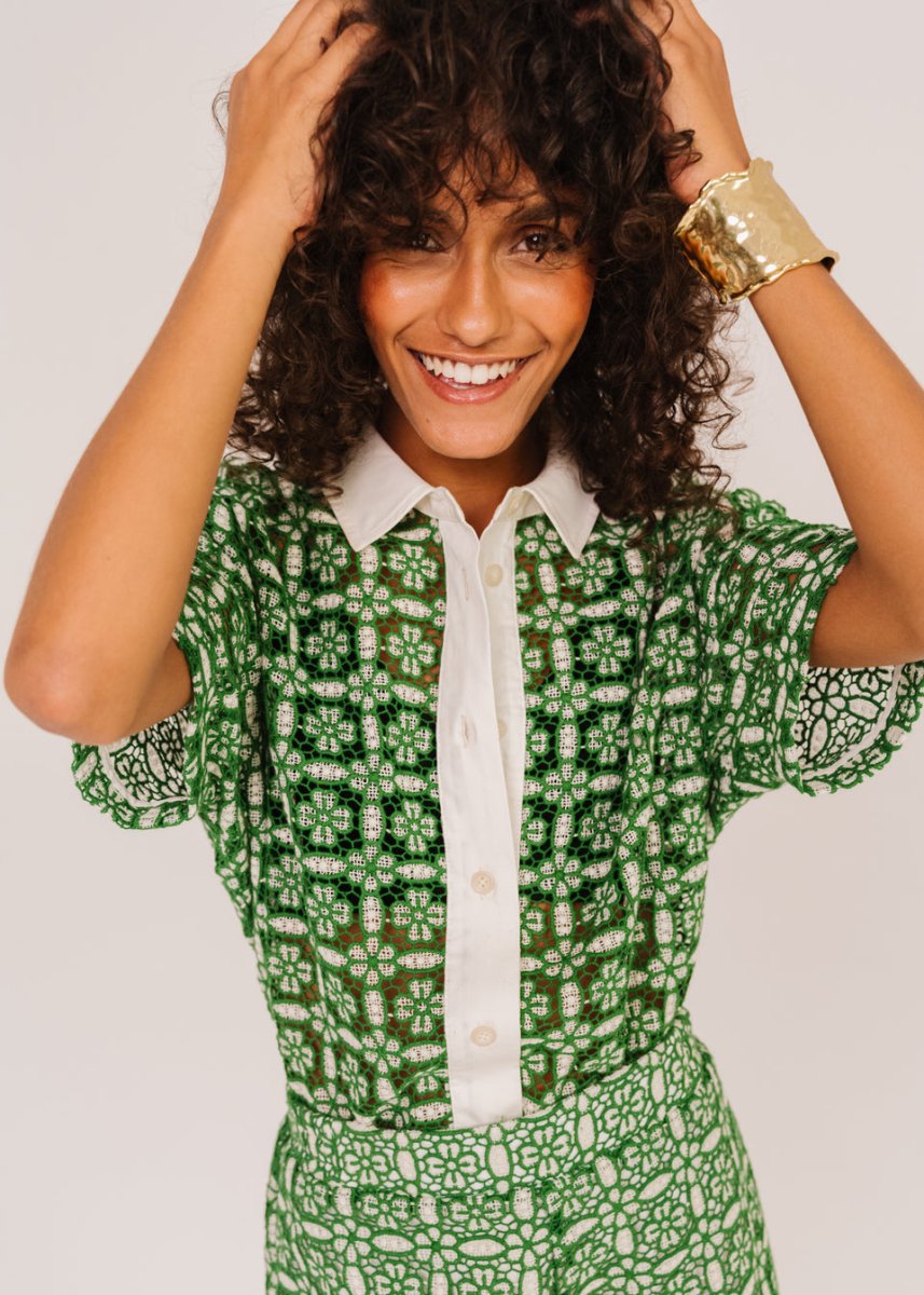 Flavia Goya Shirt in Green from SACRECOEUR at Edito boutique