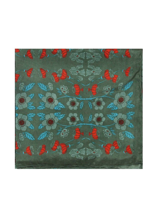 Flora Silk Scarf in Khaki from LES BELLES VAGABONDES at Edito Boutique