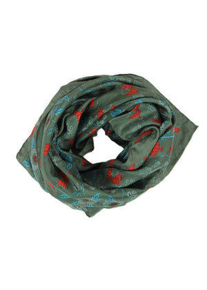 Flora Silk Scarf in Khaki from LES BELLES VAGABONDES at Edito Boutique