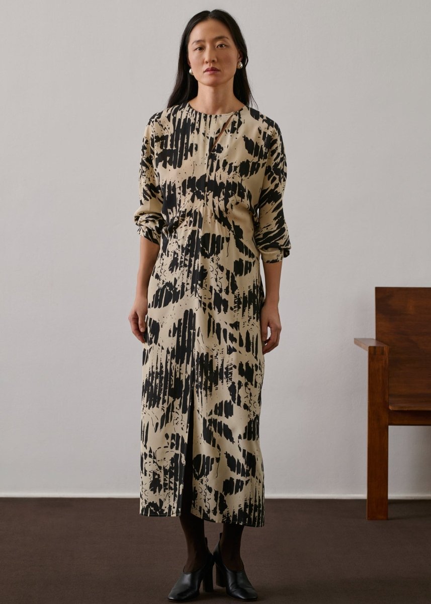 Francine Dress in Pale Yellow/Black from SOEUR at Edito boutique