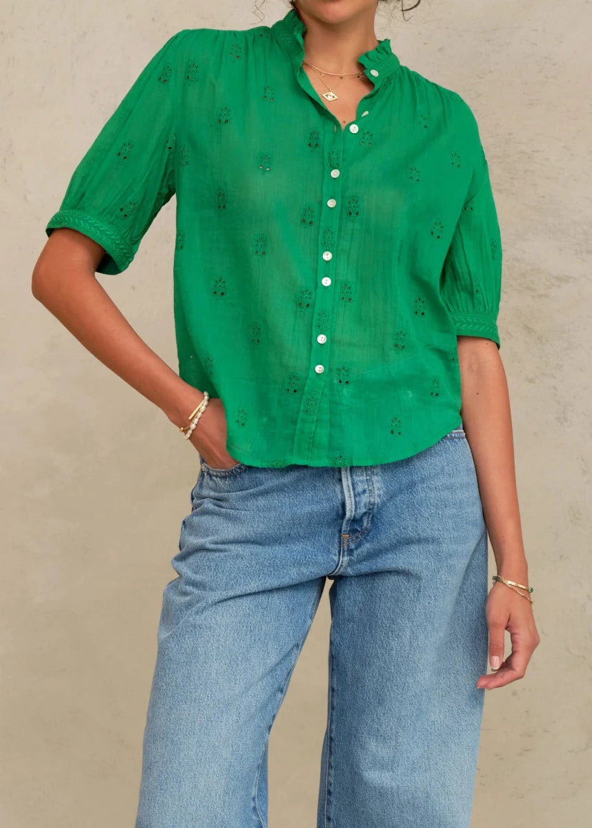 Frani S/S Top in Green from M.A.B.E at Edito Boutique