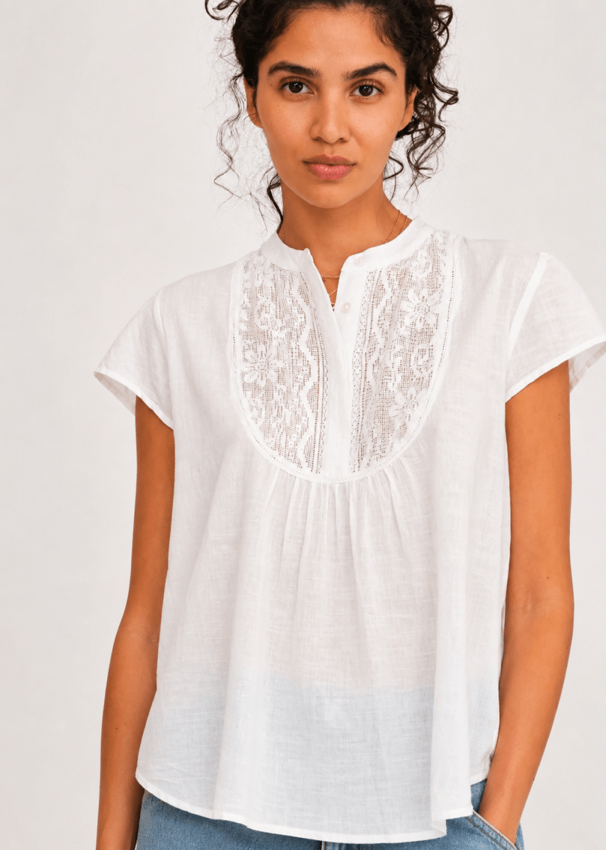 Freya Short Sleeve Top in White from M.A.B.E at Edito Boutique
