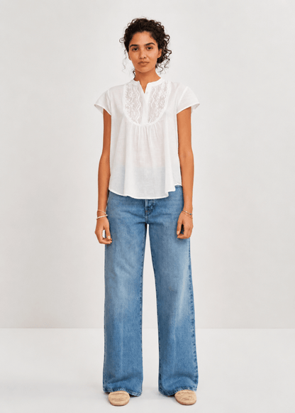 Freya Short Sleeve Top in White from M.A.B.E at Edito Boutique
