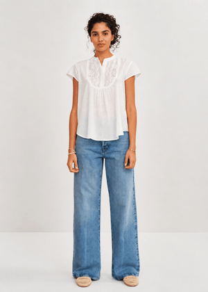 Freya Short Sleeve Top in White from M.A.B.E at Edito Boutique