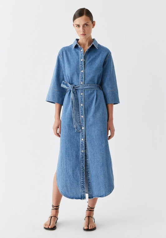 Fynn Denim Shirt Dress in Blue from MORRISON at Edito boutique