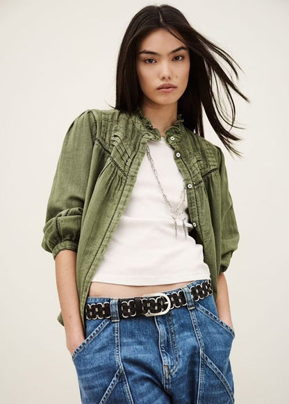 Gildas Embroidered Blouse in Green from BA&SH at Edito Boutique