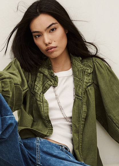 Gildas Embroidered Blouse in Green from BA&SH at Edito Boutique