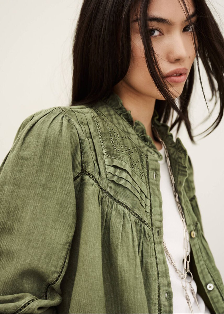 Gildas Embroidered Blouse in Green from BA&SH at Edito Boutique