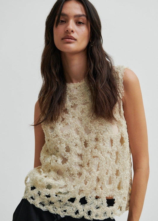 Gleam Top in Sand from SECOND FEMALE at Edito boutique