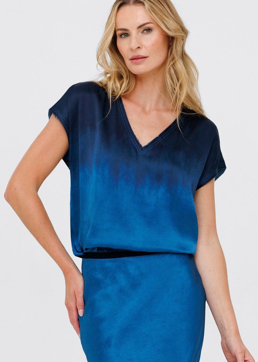Go Raw Revisited Tee in Blue from GO SILK at Edito boutique