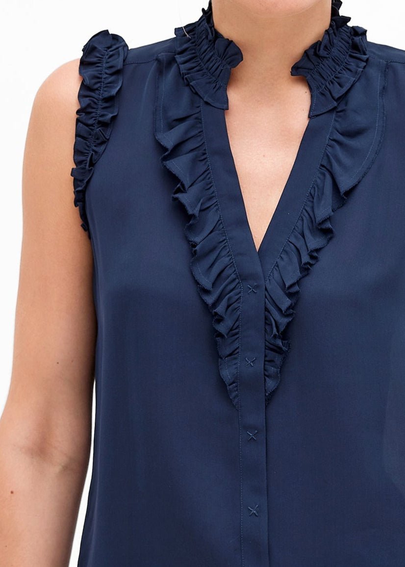 Go Spring Soiree Blouse in Ink Blue from GO SILK at Edito boutique