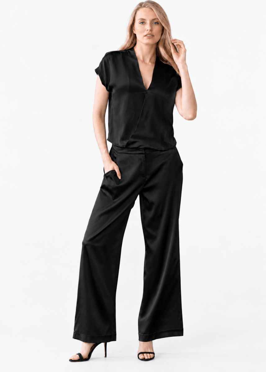 Go Wrapper Delight Top in Black from GO SILK at Edito Boutique
