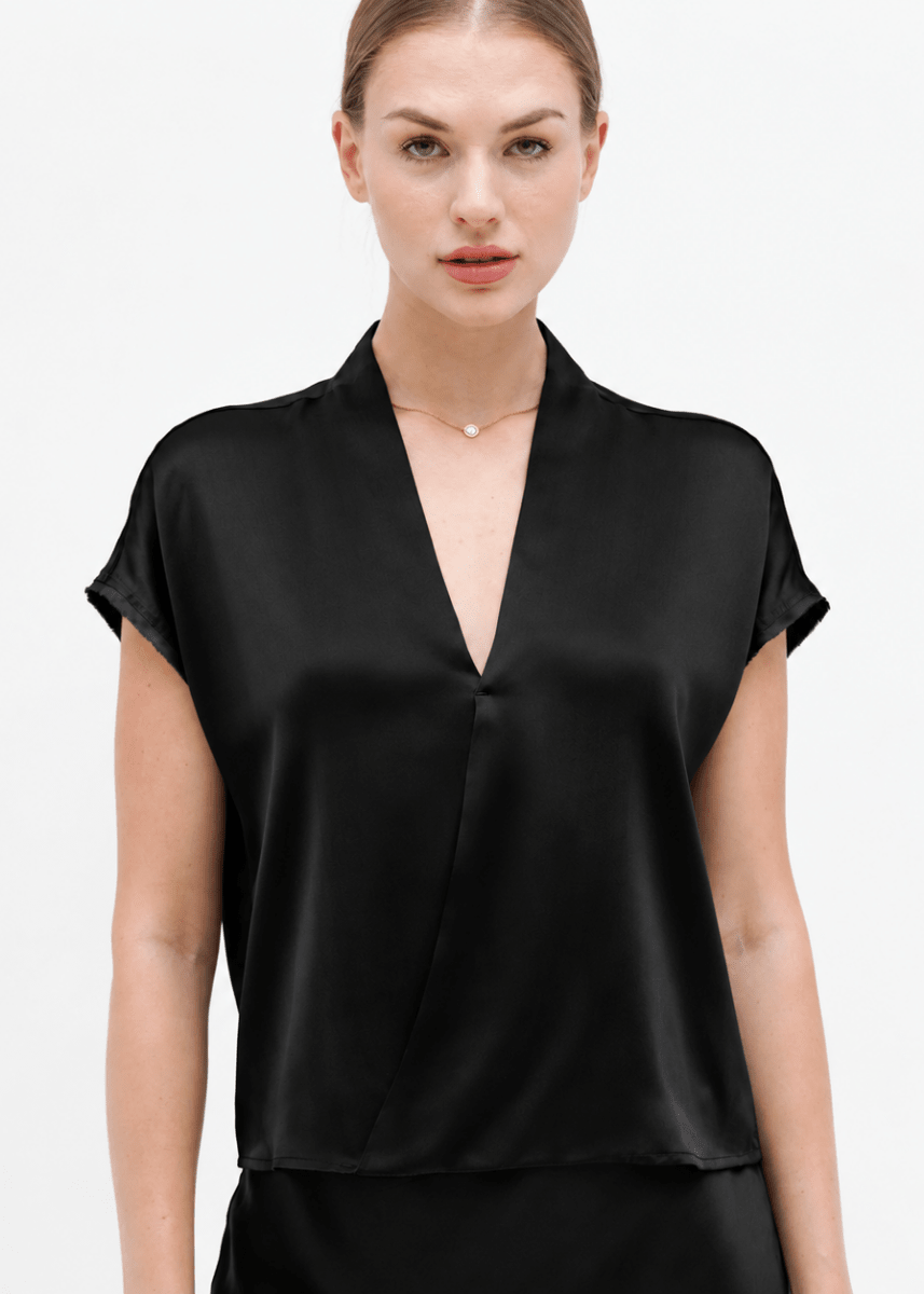Go Wrapper Delight Top in Black from GO SILK at Edito Boutique