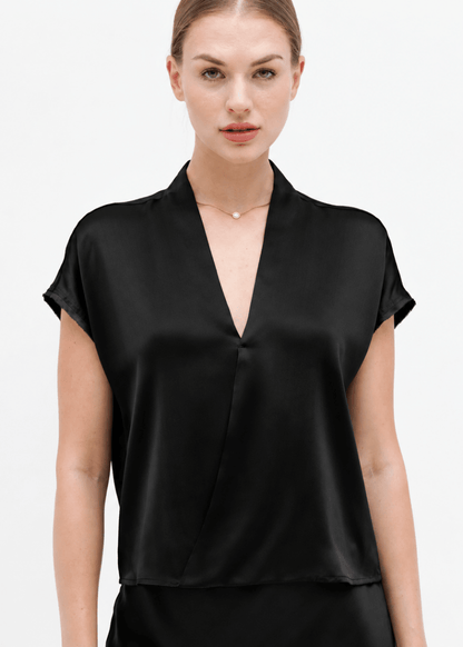 Go Wrapper Delight Top in Black from GO SILK at Edito Boutique