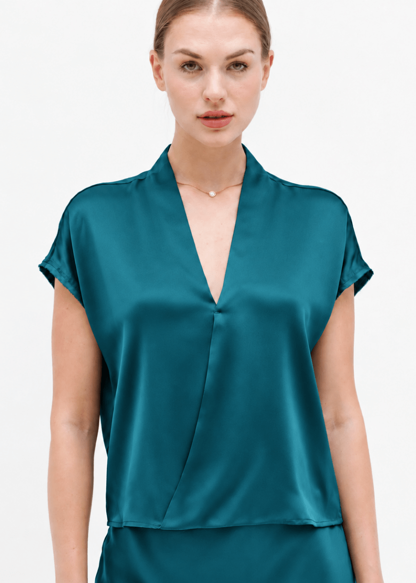 Go Wrapper Delight Top in Neptune from GO SILK at Edito Boutique