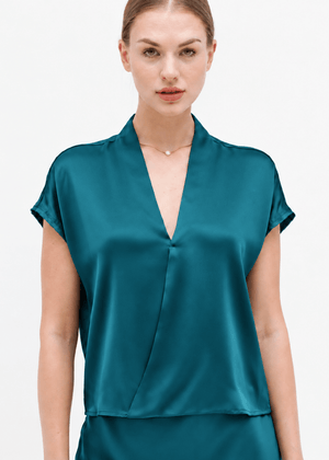 Go Wrapper Delight Top in Neptune from GO SILK at Edito Boutique
