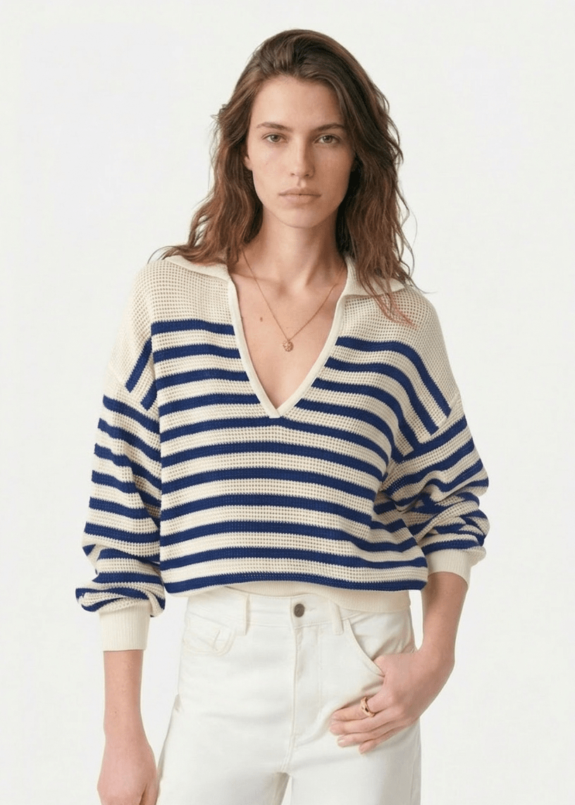 Granville Sweater in Ecru/Navy from VANESSA BRUNO at Edito boutique