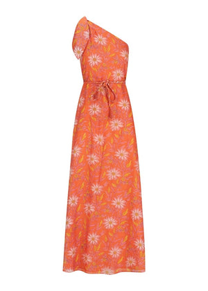 Helena Dress in Spring Daisy Crimson from HANNAH ARTWEAR at Edito boutique