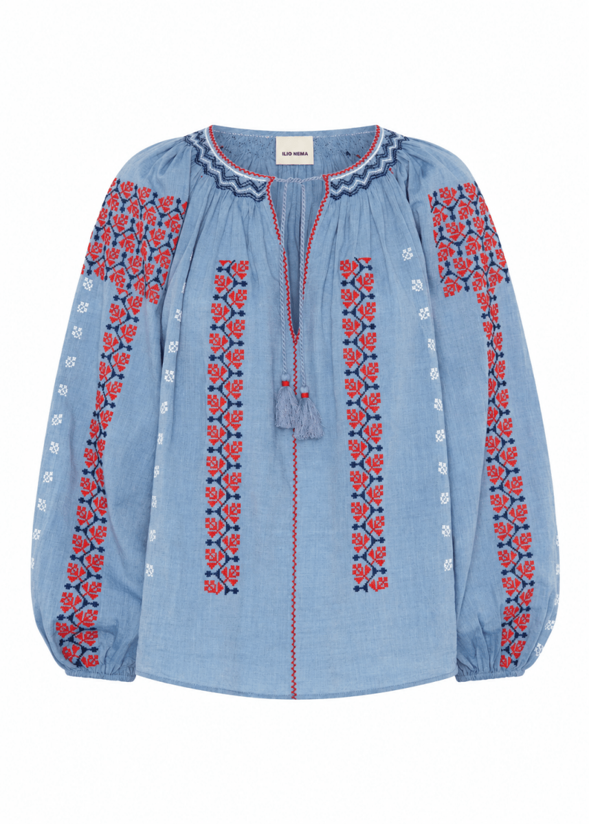 Helle Blouse in Blue Chambray from ILIO NEMA at Edito Boutique
