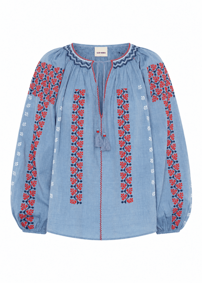 Helle Blouse in Blue Chambray from ILIO NEMA at Edito Boutique