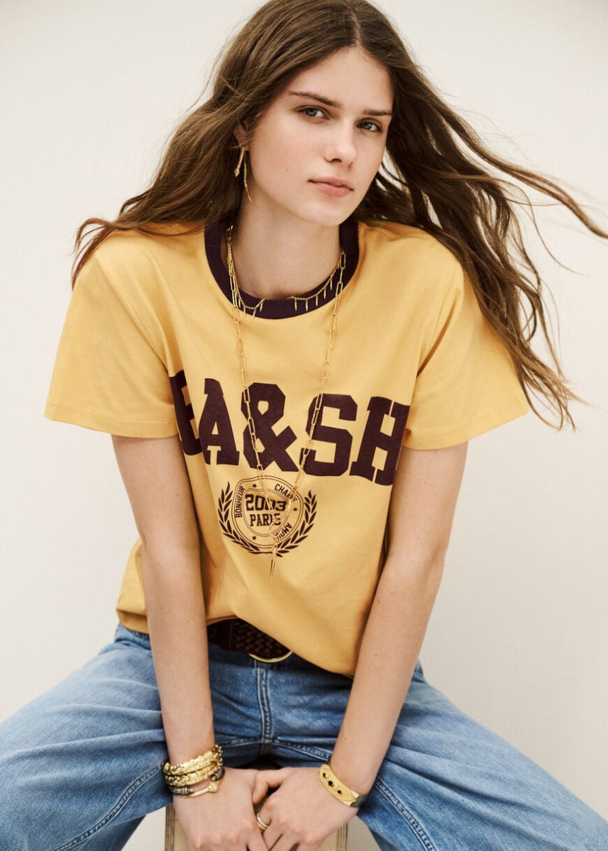 Ioni S/S Tee in Yellow from BA&SH at Edito boutique