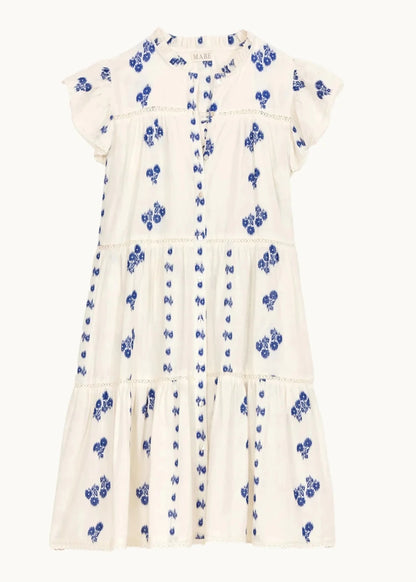 Iris Frill Sundress in White/Blue from M.A.B.E at Edito Boutique