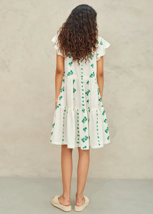 Iris Frill Sundress in White/Green from M.A.B.E at Edito Boutique