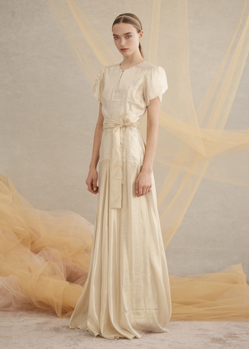 Isabella Maxi Dress in Gold from LUXE DE VALENTINA at Edito boutique