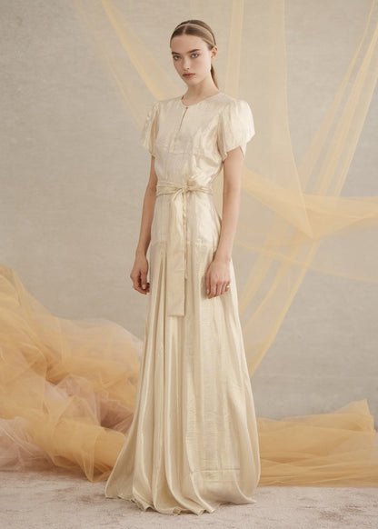 Isabella Maxi Dress in Gold from LUXE DE VALENTINA at Edito boutique