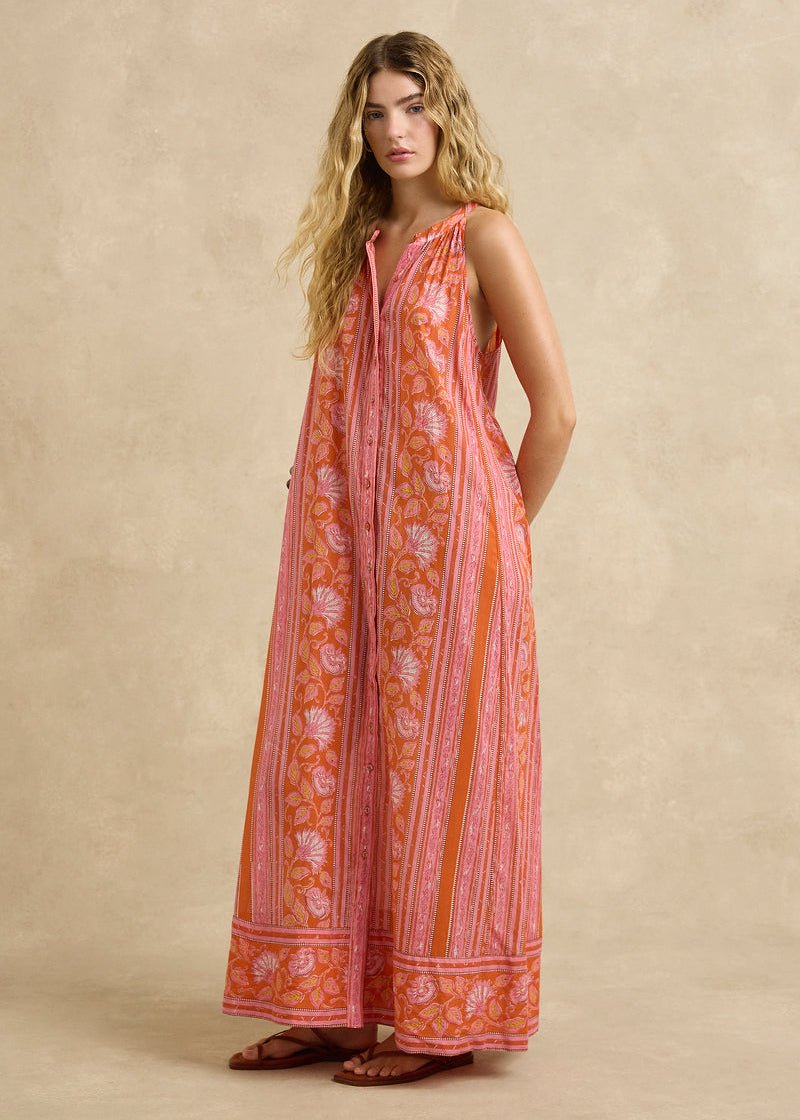 Isha Dress in Spring Daisy Crimson from HANNAH ARTWEAR at Edito boutique