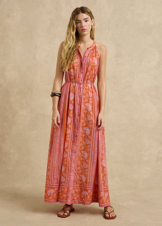 Isha Dress in Spring Daisy Crimson from HANNAH ARTWEAR at Edito boutique