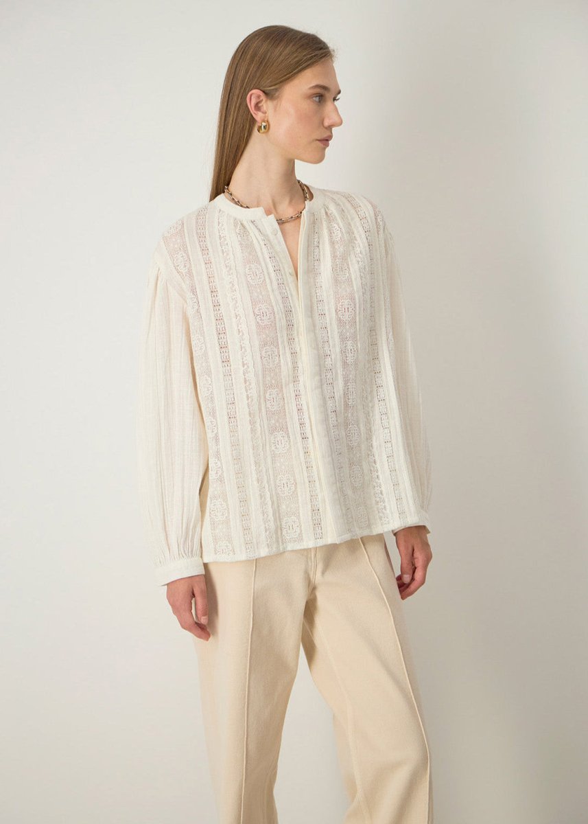 Isolde Lace Shirt in Sand from STELLA FOREST at Edito boutique