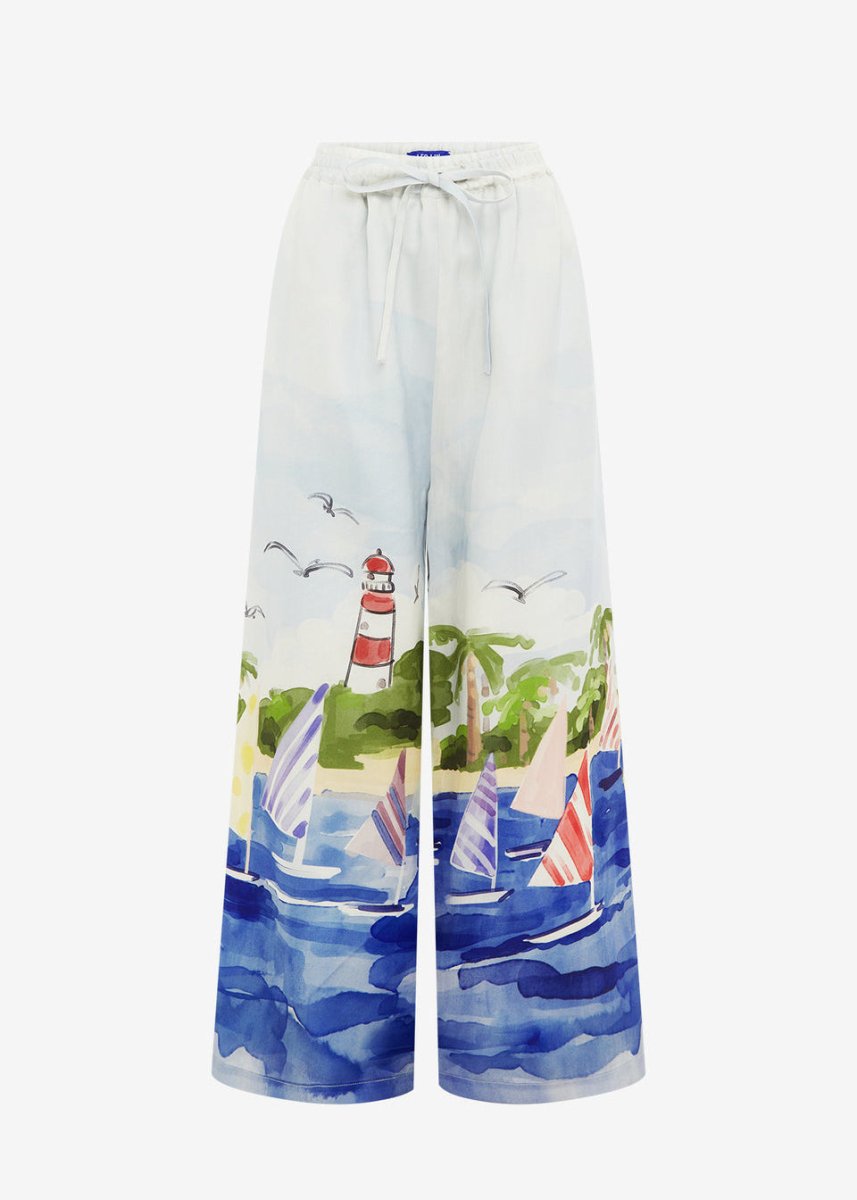 Jamie Wide Leg Pants in Nautical from LEO LIN at Edito boutique