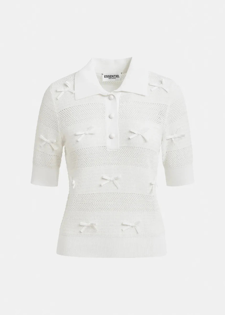 Jarts Polo Top in Off White from ESSENTIEL ANTWERP at Edito Boutique