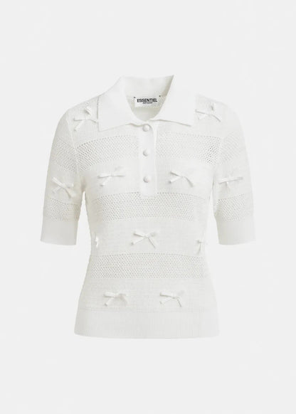 Jarts Polo Top in Off White from ESSENTIEL ANTWERP at Edito Boutique