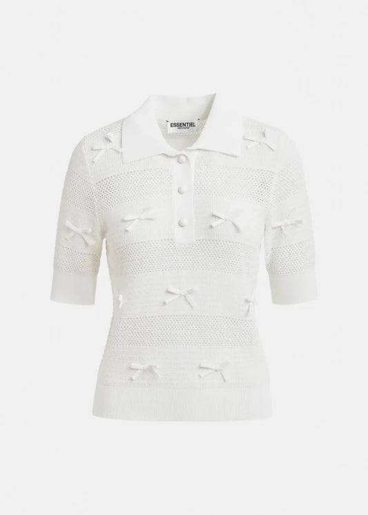 Jarts Polo Top in Off White from ESSENTIEL ANTWERP at Edito Boutique