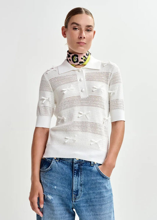 Jarts Polo Top in Off White from ESSENTIEL ANTWERP at Edito Boutique