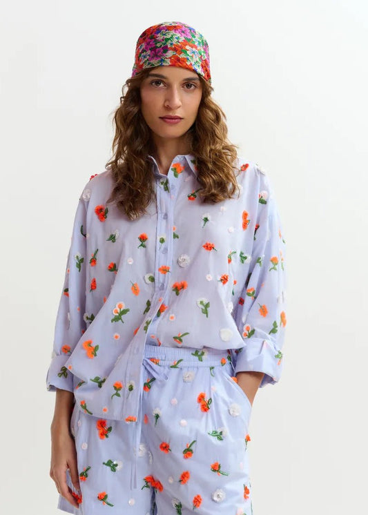 Jimena Embellished Shirt in Light Blue from ESSENTIEL ANTWERP at Edito Boutique