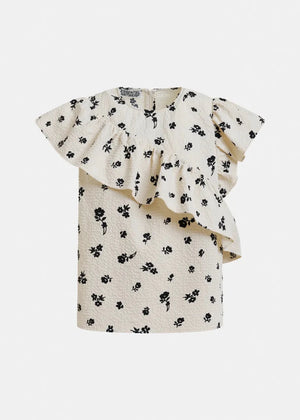 Joojoo Ruffle Top in Off White from ESSENTIEL ANTWERP at Edito Boutique
