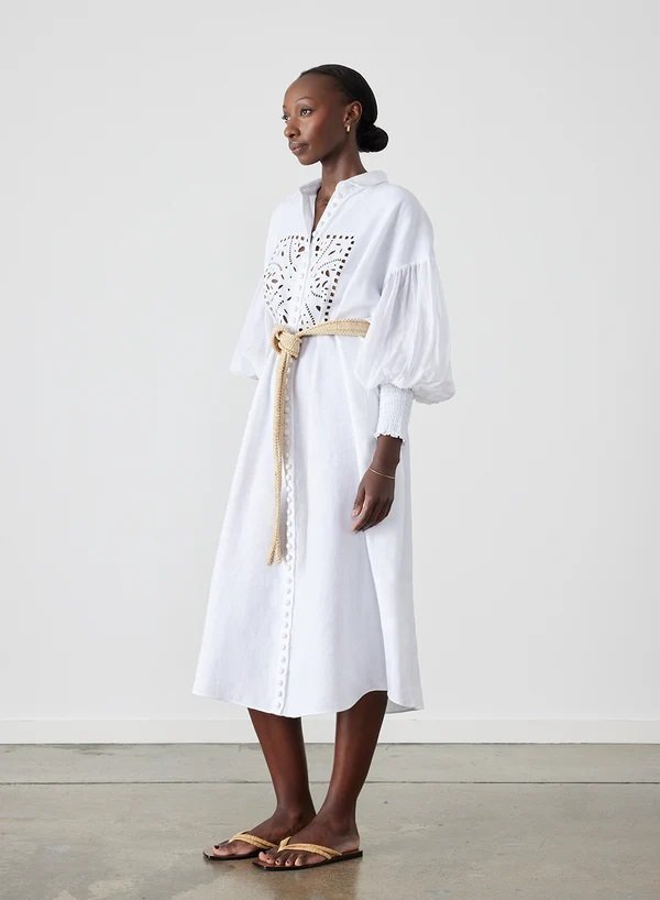 Joslin Jeanne Midi Dress in White