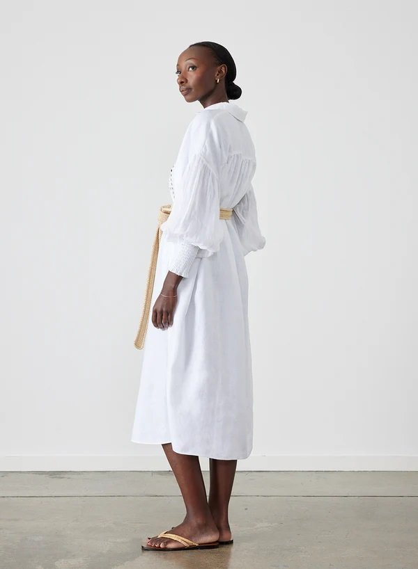 Joslin Jeanne Midi Dress in White