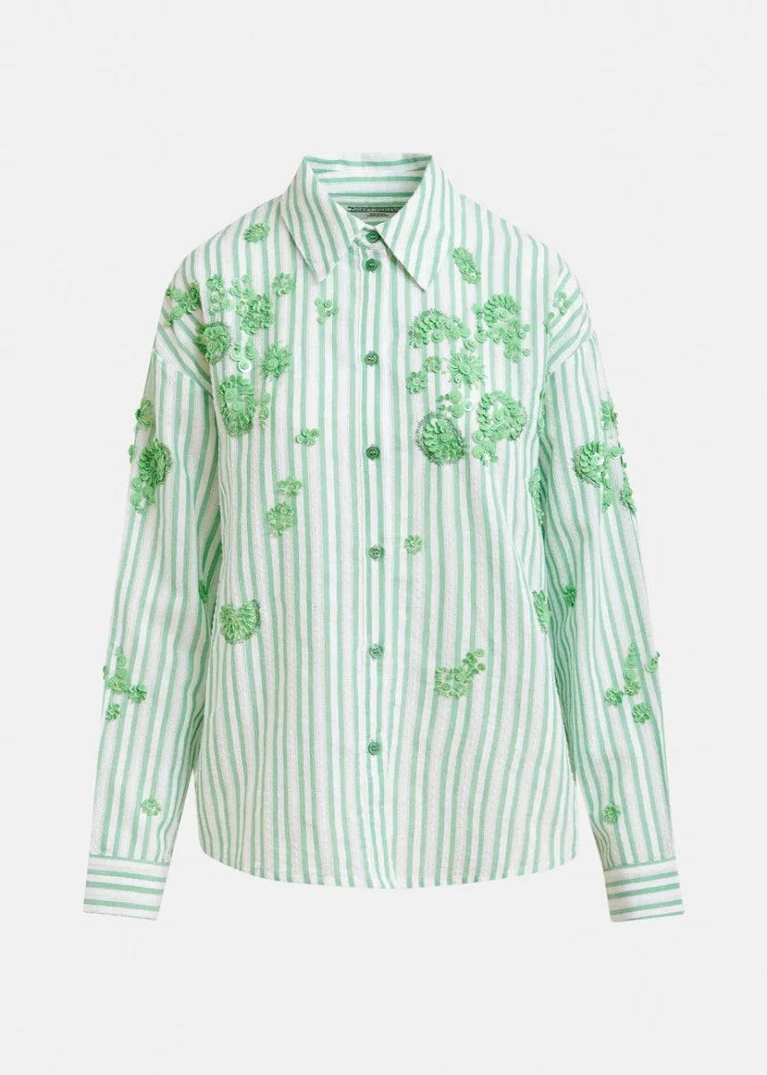 Julieta Striped Shirt in Green from ESSENTIEL ANTWERP at Edito Boutique