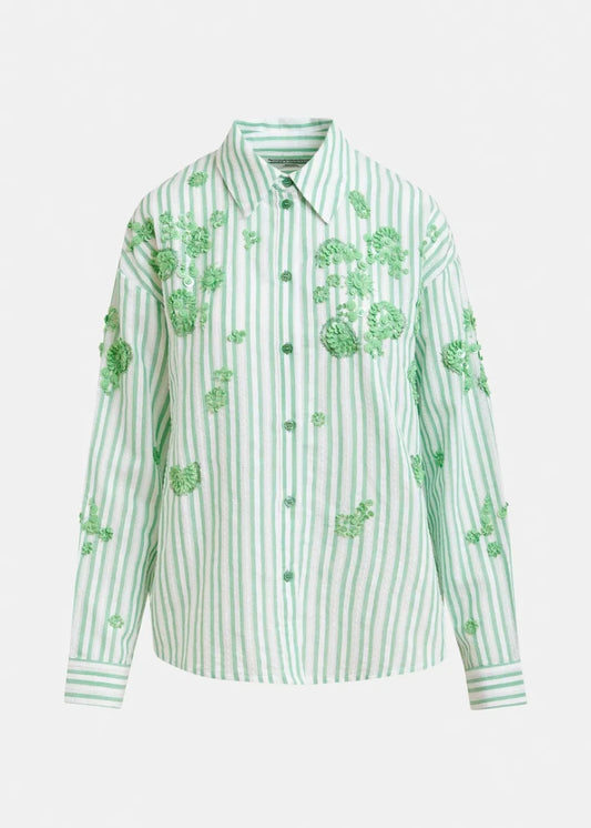 Julieta Striped Shirt in Green from ESSENTIEL ANTWERP at Edito Boutique