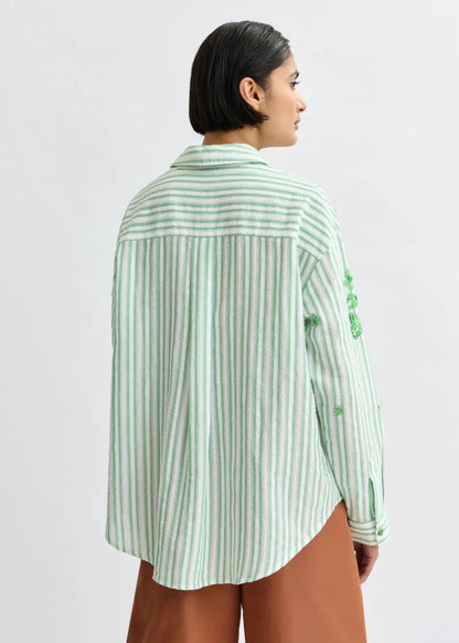 Julieta Striped Shirt in Green from ESSENTIEL ANTWERP at Edito Boutique