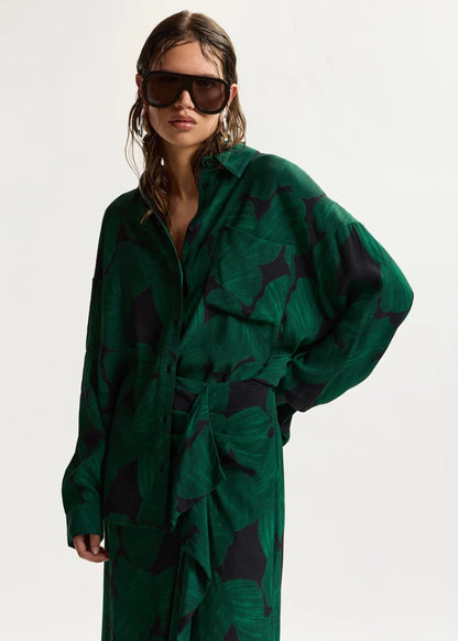 Kafka Printed Shirt in Black/Green from ESSENTIEL ANTWERP at Edito Boutique