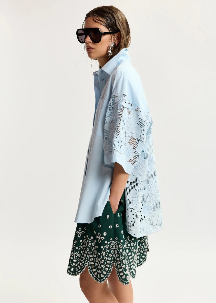 Kali Short Sleeved Shirt in Blue from ESSENTIEL ANTWERP at Edito Boutique