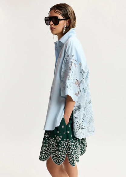 Kali Short Sleeved Shirt in Blue from ESSENTIEL ANTWERP at Edito Boutique