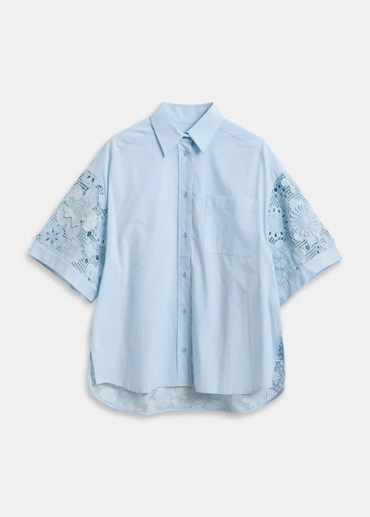 Kali Short Sleeved Shirt in Blue from ESSENTIEL ANTWERP at Edito Boutique