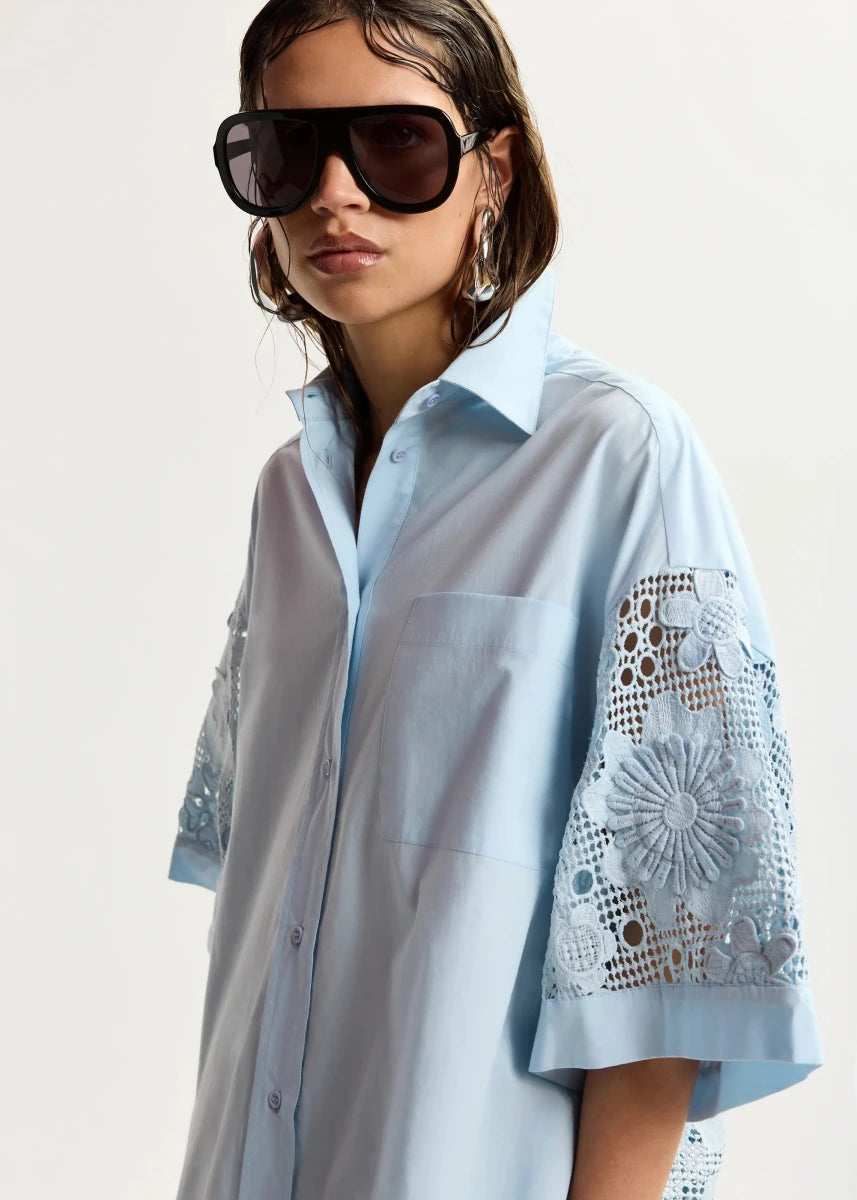Kali Short Sleeved Shirt in Blue from ESSENTIEL ANTWERP at Edito Boutique