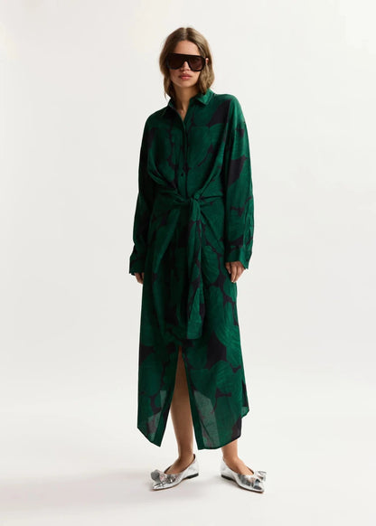 Kamila Printed Dress in Black/Green from ESSENTIEL ANTWERP at Edito Boutique